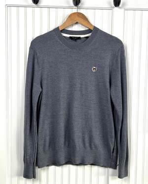 Ted Baker L Gray 100% Wool Sweater Quiet Luxury Dark Academia